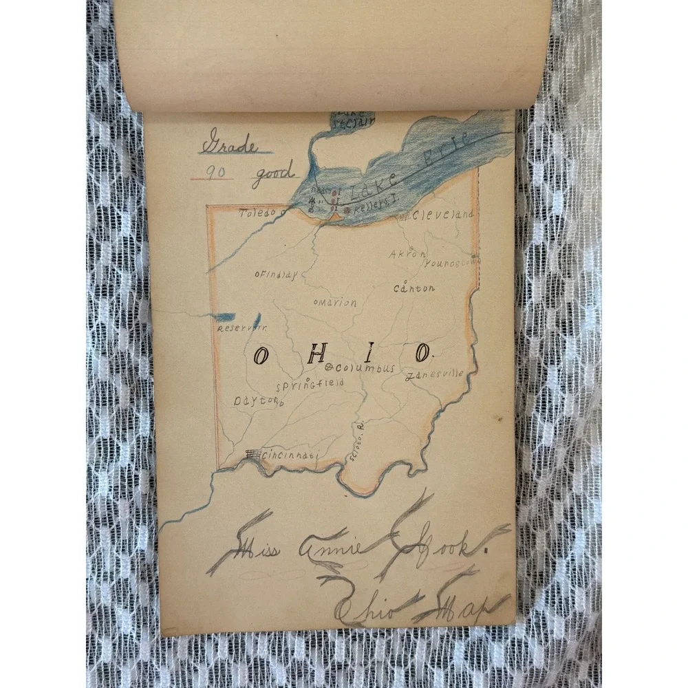 Antique 1875 Monte Cristo Notebook Willie Baker Handwritten Penmanship Sketches
